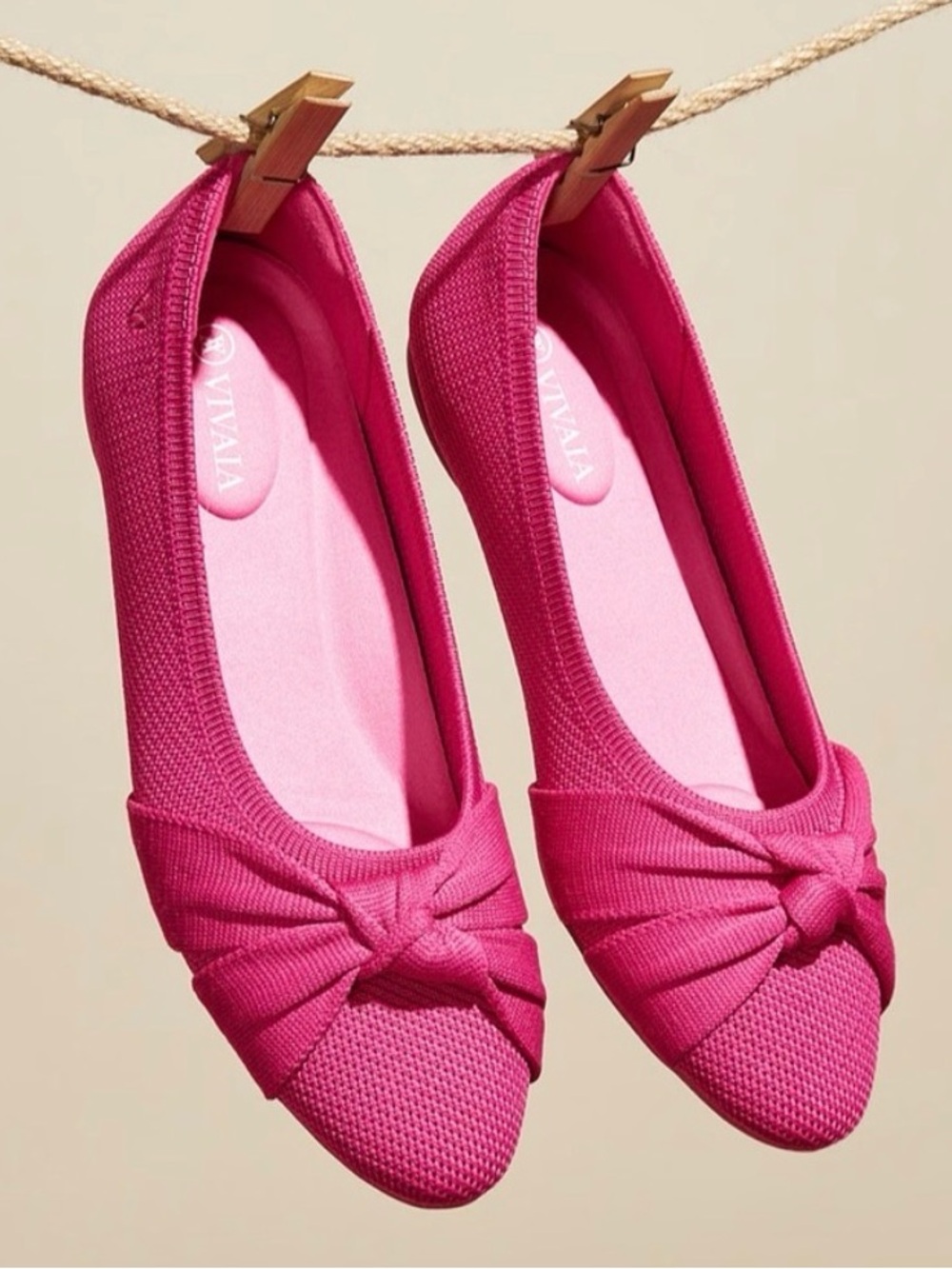 VIVAIA Bibi almond-toe knotted fuchsia pink flats Women’s size 37 EU
